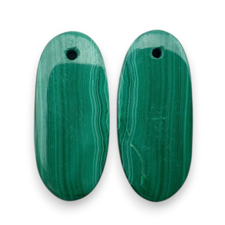 Malachit para kaboszonów z dziurką 24x10 mm nr R82