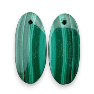 Malachit para kaboszonów z dziurką 24x11 mm nr R78