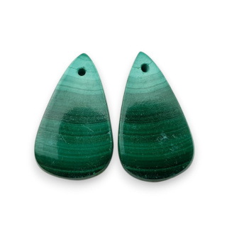 Malachit para kaboszonów z dziurką 25x15 mm nr R66