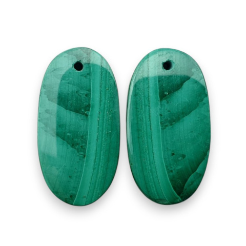 Malachit para kaboszonów z dziurką 26x14 mm nr R73 Malachit para kaboszonów z dziurką 26x14 mm nr R73