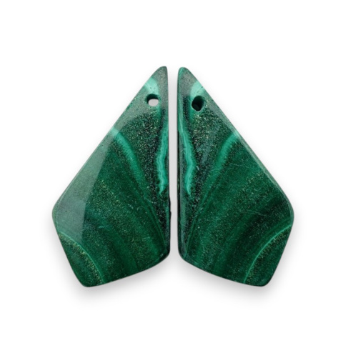 Malachit para kaboszonów z dziurką 28x15 mm nr R77 Malachit para kaboszonów z dziurką 28x15 mm nr R77
