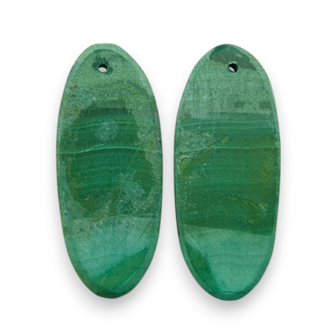 Malachit para kaboszonów z dziurką 29x12 mm nr R70 Malachit para kaboszonów z dziurką 29x12 mm nr R70
