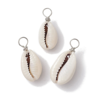 Muszla Kauri mini zawieszka 18-22 mm 4 szt kolor srebrny