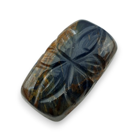 Tygrysie oko niebieskie kaboszon carving 23x13 mm nr 118 Tygrysie oko niebieskie kaboszon carving 23x13 mm nr 118
