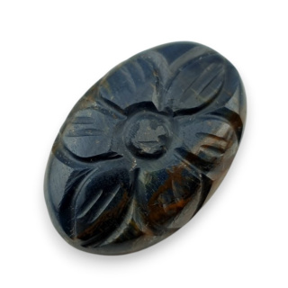 Tygrysie oko niebieskie kaboszon carving 24x16 mm nr 127