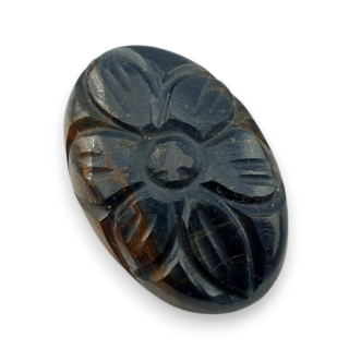 Tygrysie oko niebieskie kaboszon carving 24x16 mm nr 127
