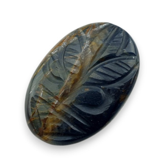 Tygrysie oko niebieskie kaboszon carving 26x17 mm nr 138