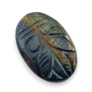 Tygrysie oko niebieskie kaboszon carving 26x17 mm nr 138