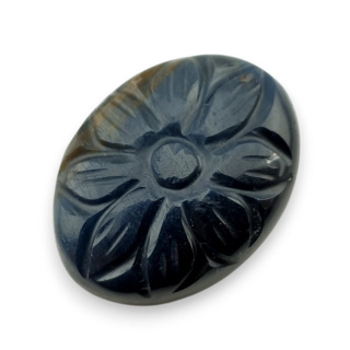 Tygrysie oko niebieskie kaboszon carving 26x20 mm nr 113