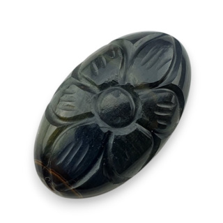Tygrysie oko niebieskie kaboszon carving 27x16 mm nr 121