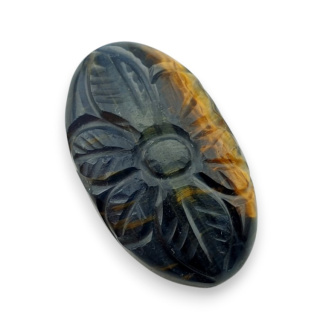 Tygrysie oko niebieskie kaboszon carving 27x16 mm nr 145