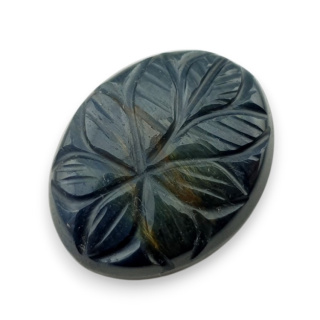 Tygrysie oko niebieskie kaboszon carving 27x21 mm nr 134