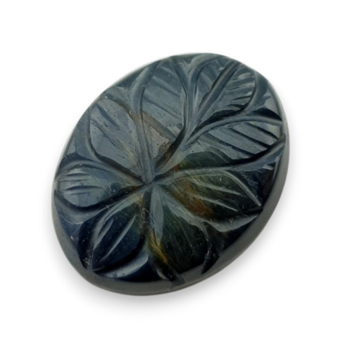 Tygrysie oko niebieskie kaboszon carving 27x21 mm nr 134 Tygrysie oko niebieskie kaboszon carving 27x21 mm nr 134