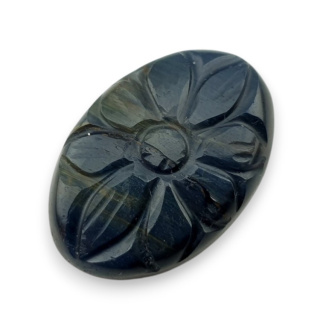 Tygrysie oko niebieskie kaboszon carving 28x19 mm nr 146