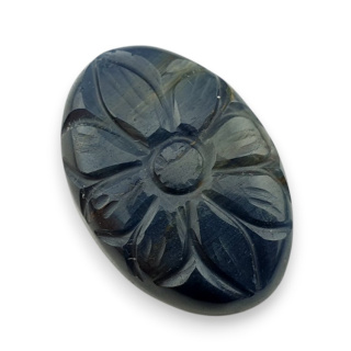 Tygrysie oko niebieskie kaboszon carving 28x19 mm nr 146