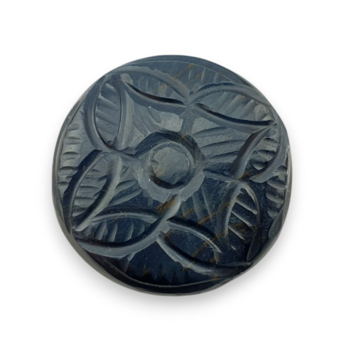 Tygrysie oko niebieskie kaboszon carving fi 28 mm nr 130 Tygrysie oko niebieskie kaboszon carving fi 28 mm nr 130