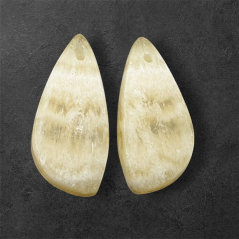Żółty aragonit para kaboszonów z dziurką 24x11 mm nr P943 Żółty aragonit para kaboszonów z dziurką 24x11 mm nr P943