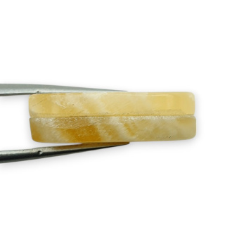 Żółty aragonit para kaboszonów z dziurką 24x11 mm nr R116