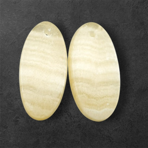 Żółty aragonit para kaboszonów z dziurką 24x12 mm nr P947 Żółty aragonit para kaboszonów z dziurką 24x12 mm nr P947
