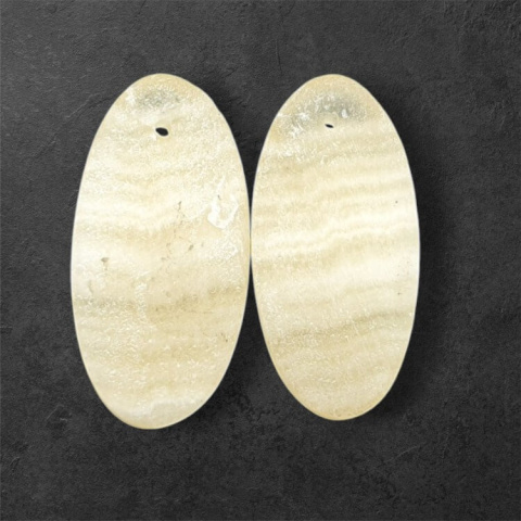 Żółty aragonit para kaboszonów z dziurką 24x12 mm nr P947 Żółty aragonit para kaboszonów z dziurką 24x12 mm nr P947