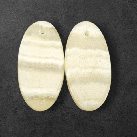 Żółty aragonit para kaboszonów z dziurką 24x12 mm nr P957 Żółty aragonit para kaboszonów z dziurką 24x12 mm nr P957