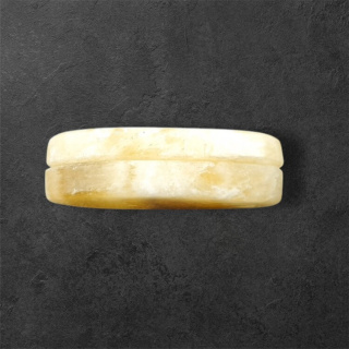 Żółty aragonit para kaboszonów z dziurką 25x13 mm nr P954