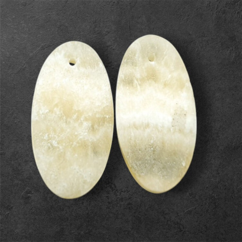 Żółty aragonit para kaboszonów z dziurką 25x13 mm nr P954 Żółty aragonit para kaboszonów z dziurką 25x13 mm nr P954