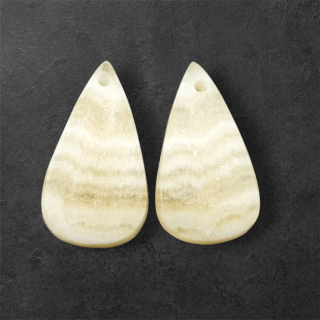 Żółty aragonit para kaboszonów z dziurką 25x14 mm nr P959