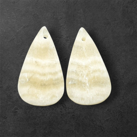 Żółty aragonit para kaboszonów z dziurką 25x14 mm nr P959 Żółty aragonit para kaboszonów z dziurką 25x14 mm nr P959
