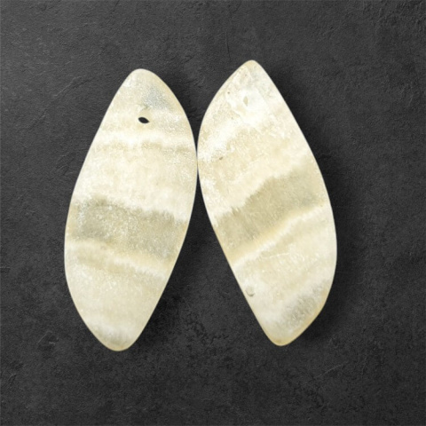 Żółty aragonit para kaboszonów z dziurką 26x11 mm nr P950 Żółty aragonit para kaboszonów z dziurką 26x11 mm nr P950