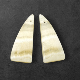 Żółty aragonit para kaboszonów z dziurką 26x11 mm nr P962
