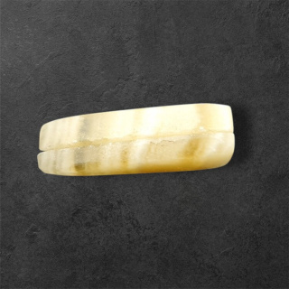 Żółty aragonit para kaboszonów z dziurką 26x11 mm nr P962