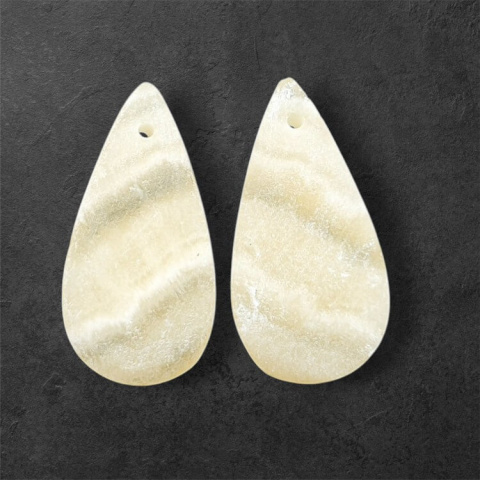 Żółty aragonit para kaboszonów z dziurką 26x13 mm nr P952 Żółty aragonit para kaboszonów z dziurką 26x13 mm nr P952