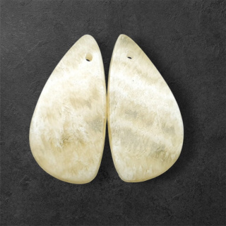 Żółty aragonit para kaboszonów z dziurką 26x13 mm nr P961