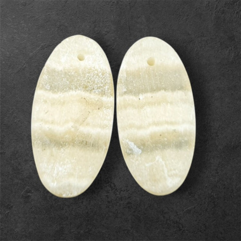 Żółty aragonit para kaboszonów z dziurką 26x13 mm nr P965 Żółty aragonit para kaboszonów z dziurką 26x13 mm nr P965