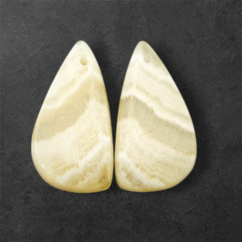 Żółty aragonit para kaboszonów z dziurką 26x14 mm nr P956 Żółty aragonit para kaboszonów z dziurką 26x14 mm nr P956