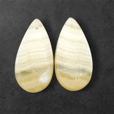 Żółty aragonit para kaboszonów z dziurką 26x14 mm nr P960 Żółty aragonit para kaboszonów z dziurką 26x14 mm nr P960