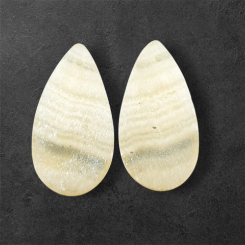 Żółty aragonit para kaboszonów z dziurką 26x14 mm nr P960 Żółty aragonit para kaboszonów z dziurką 26x14 mm nr P960