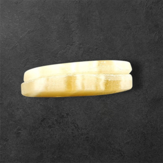 Żółty aragonit para kaboszonów z dziurką 27x11 mm nr P958