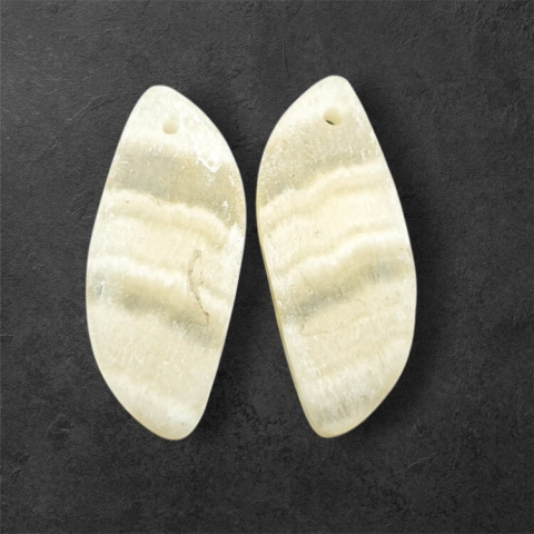 Żółty aragonit para kaboszonów z dziurką 27x11 mm nr P958 Żółty aragonit para kaboszonów z dziurką 27x11 mm nr P958