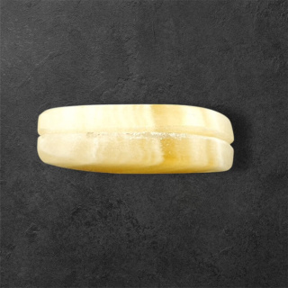 Żółty aragonit para kaboszonów z dziurką 27x11 mm nr P964