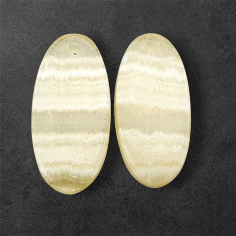 Żółty aragonit para kaboszonów z dziurką 27x13 mm nr P953 Żółty aragonit para kaboszonów z dziurką 27x13 mm nr P953