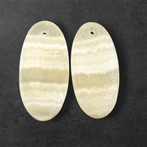 Żółty aragonit para kaboszonów z dziurką 27x13 mm nr P953 Żółty aragonit para kaboszonów z dziurką 27x13 mm nr P953
