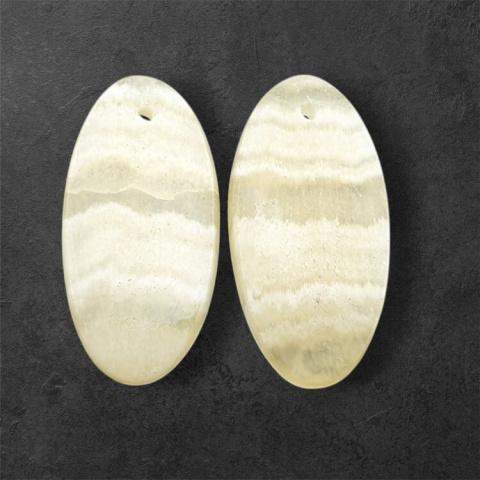 Żółty aragonit para kaboszonów z dziurką 27x14 mm nr P945 Żółty aragonit para kaboszonów z dziurką 27x14 mm nr P945
