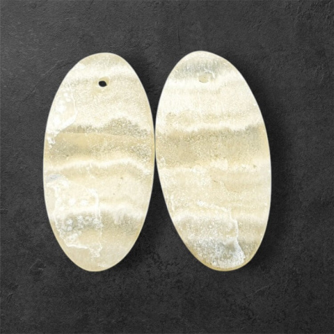 Żółty aragonit para kaboszonów z dziurką 27x14 mm nr P945 Żółty aragonit para kaboszonów z dziurką 27x14 mm nr P945