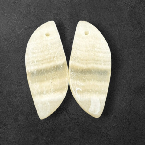 Żółty aragonit para kaboszonów z dziurką 28x12 mm nr P946 Żółty aragonit para kaboszonów z dziurką 28x12 mm nr P946