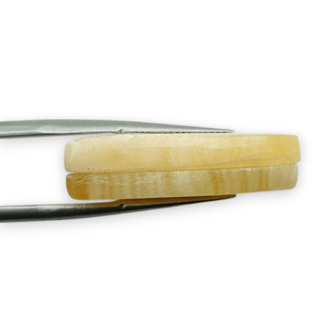 Żółty aragonit para kaboszonów z dziurką 28x12 mm nr R113 Żółty aragonit para kaboszonów z dziurką 28x12 mm nr R113