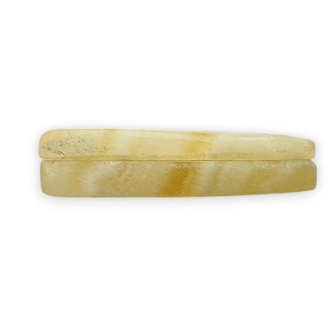 Żółty aragonit para kaboszonów z dziurką 28x12 mm nr R114