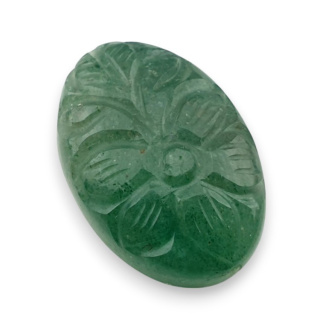 Awenturyn zielony kaboszon carving 28x19 mm nr 31