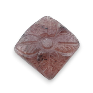 Kwarc truskawkowy kaboszon carving 20x20 mm nr 37